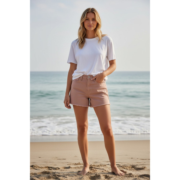 Universal Thread Pants - Universal Thread Raw Hem Shorts Womens Pink Causal Summer Denim Festival Boho 8